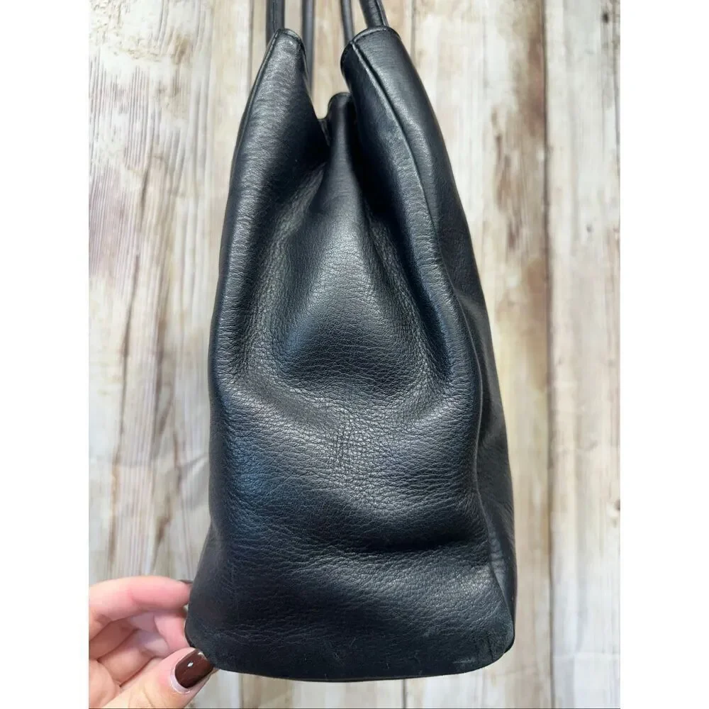 Rare Latico Leathers Soft Black Leather Double Strap Chic Shoulder Tote Bag